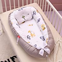 Nido de bebé- cuna para bebé recién nacido- 100% algodón- transpirable- suave y portátil- para dormitorio o viaje jirafa